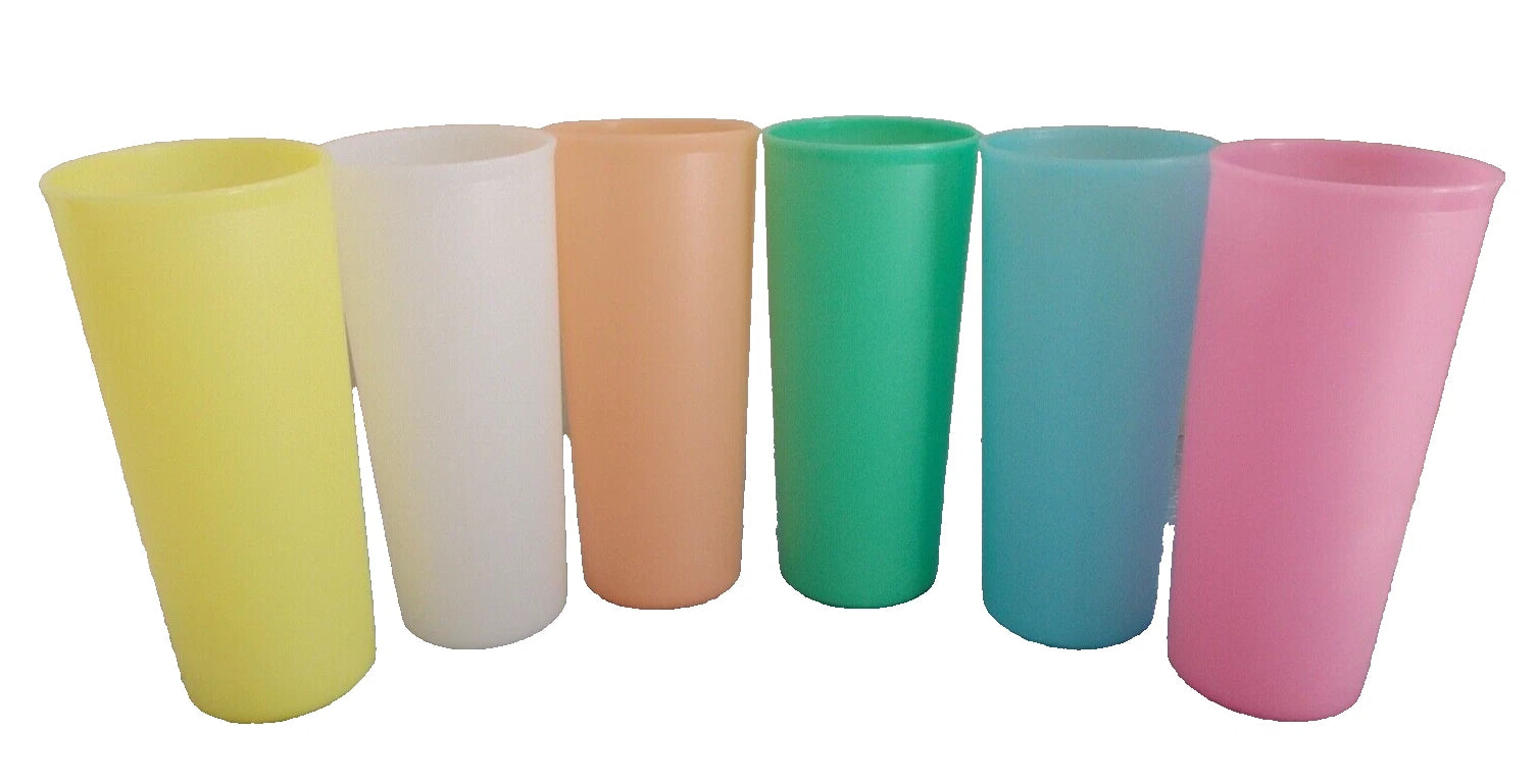 Lot of 6, Tupperware 16 oz. Plastic Cups, #107 Size 6-1/2" Tall, Multi-Colors | eBay
