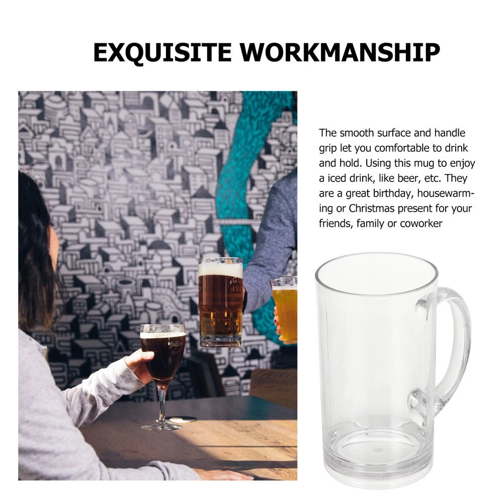 Set of 2 Transparent Beer Mug Water Glass Mugs Drinking Cup Clear | eBay