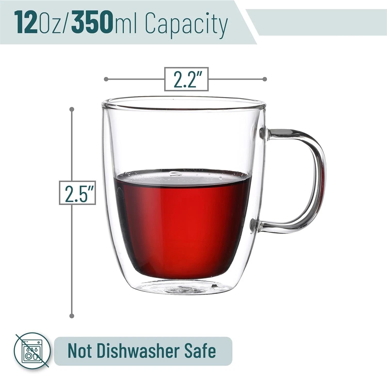 Ergonomic Double Wall Coffee Mugs - 12 oz Insulated Glass Set for Entertaining | eBay