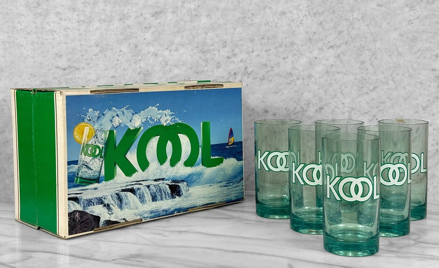 Vintage Kool Cigarettes Menthol Green Serving Tumler Glasses w/ Box - Set of 6 | eBay