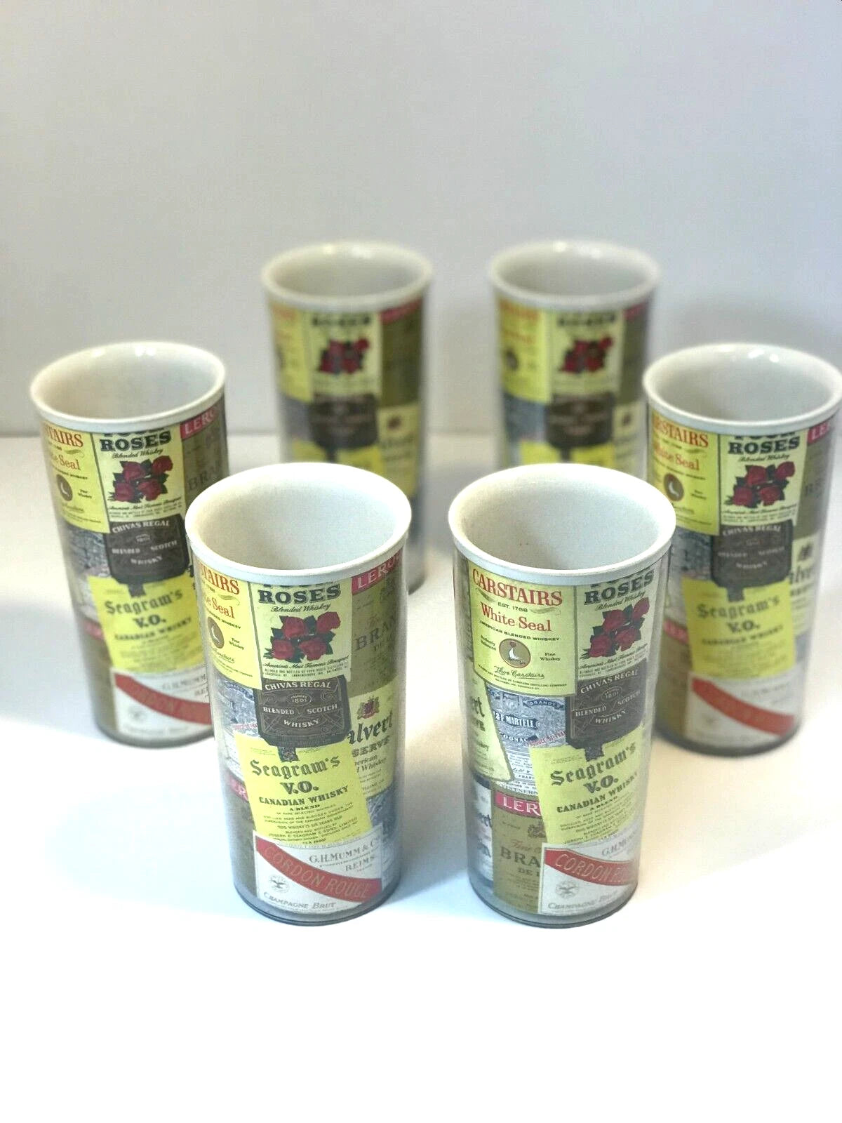 Plastic Drinking Tumblers Whiskey Vodka 70's VTG Novelty Bar Brand Labels Design | eBay