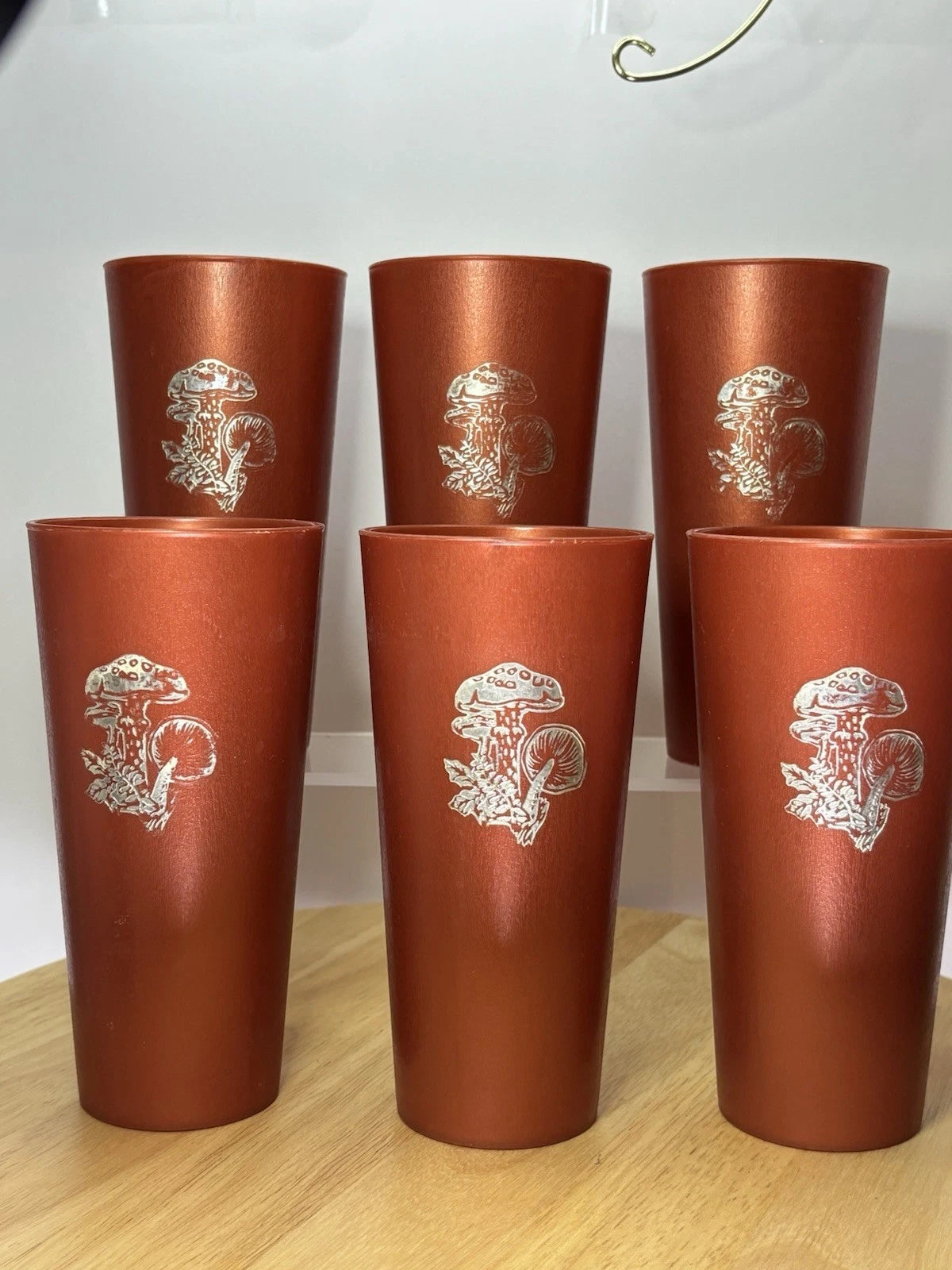 Nasco VNTG Mushroom Collectable Tumblers Set of 6 Rust Red Cups 1970s Retro | eBay