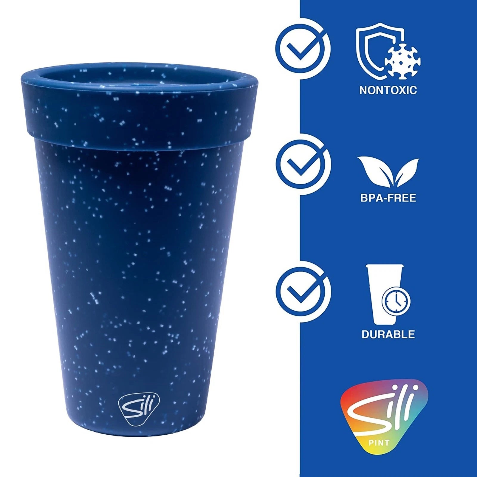 Silipint: Silicone 16oz Coffee Tumblers 2 Pack Blue Speckled - Unbreakable Cups | eBay