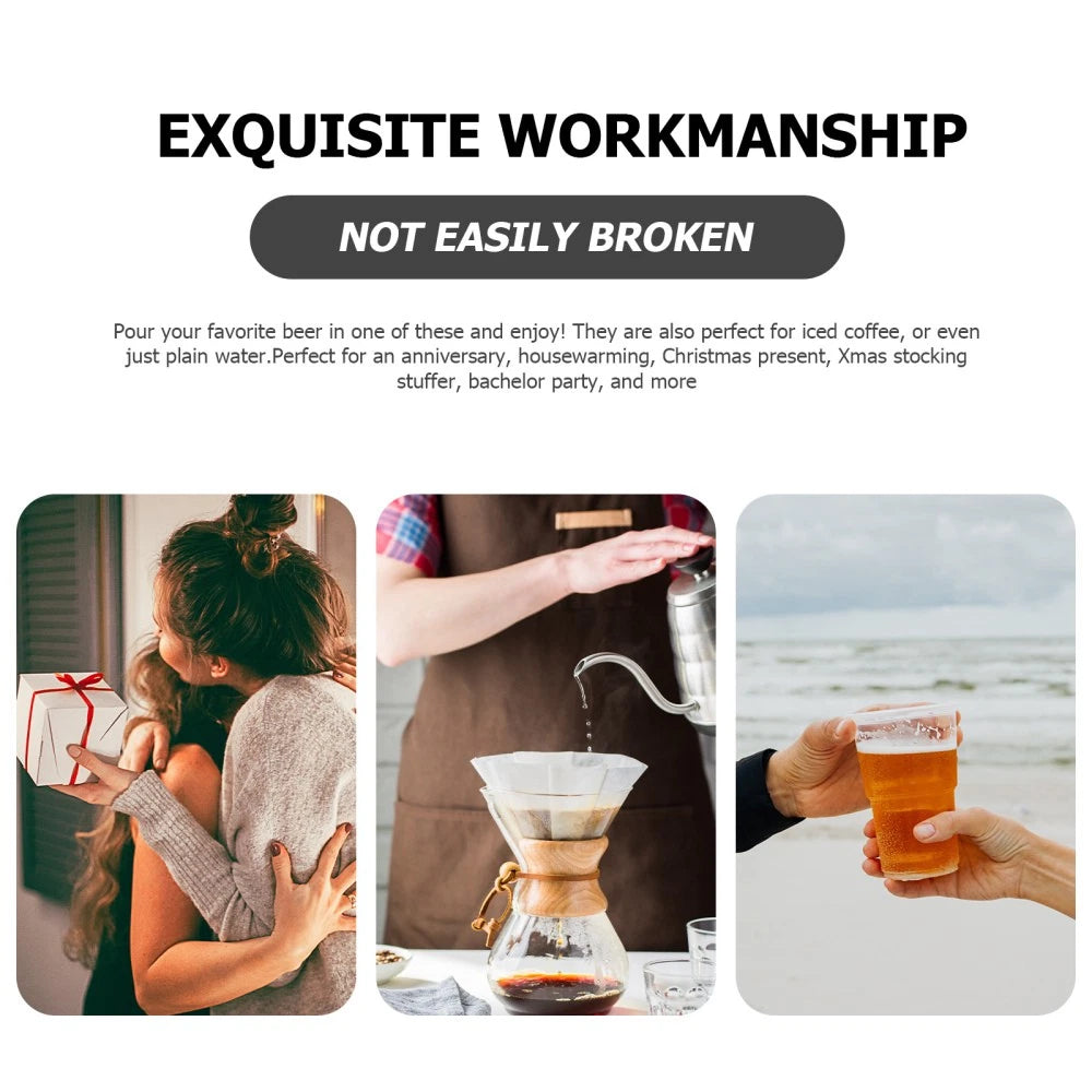 Set of 2 Transparent Beer Mug Water Glass Mugs Drinking Cup Clear | eBay