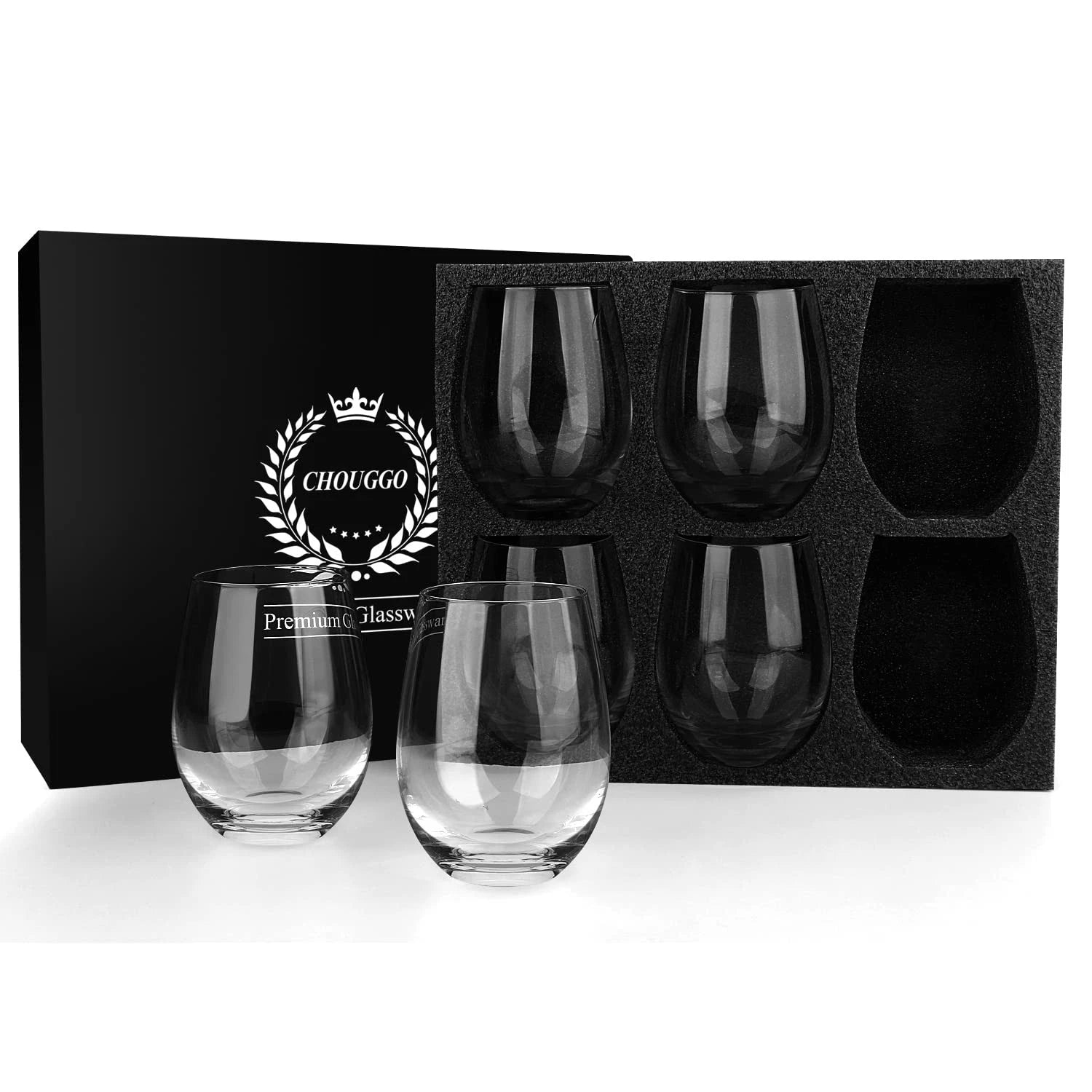 Stemless Wine Glasses Set of 6, Hand Blown Premium Crystal Red Wine or White ... | eBay