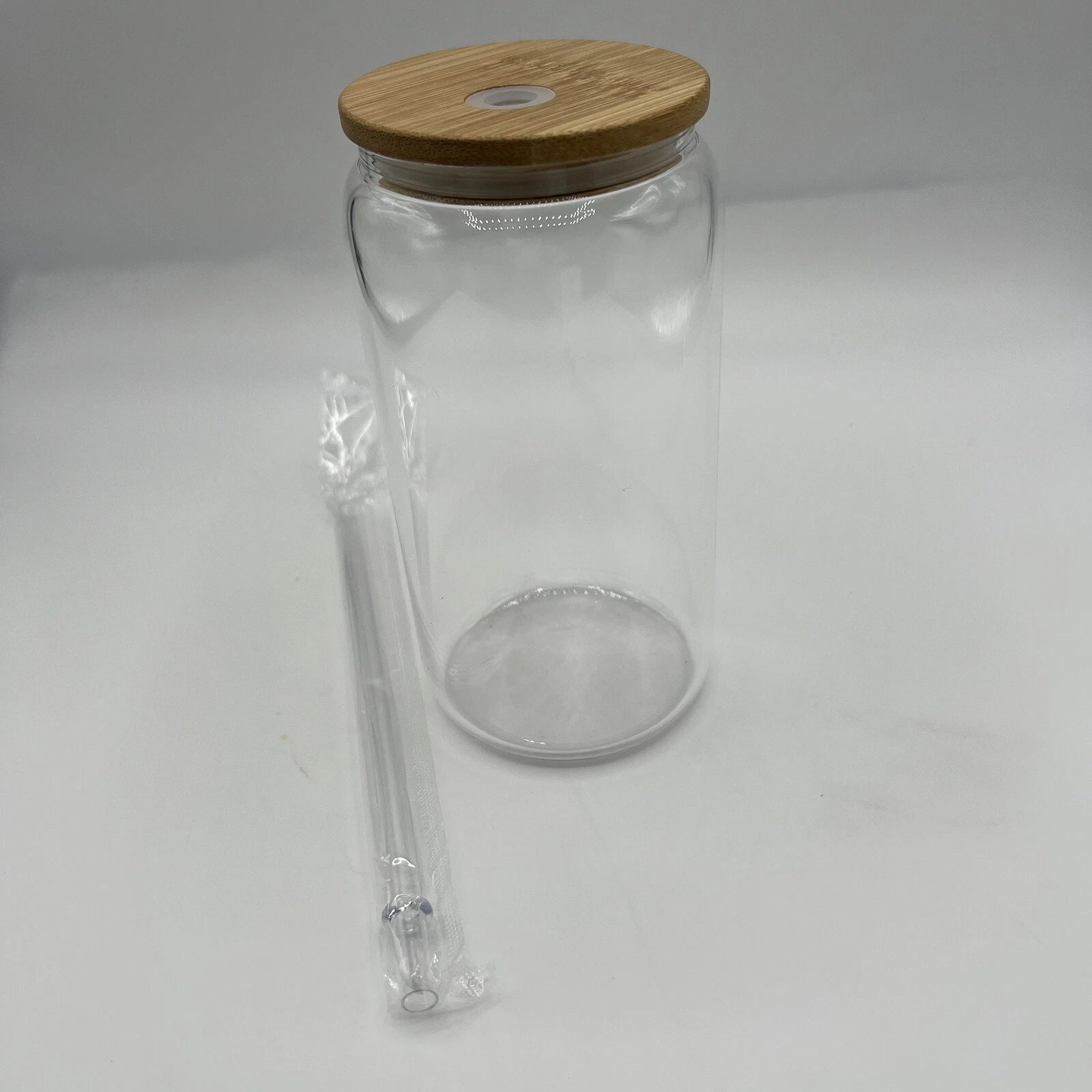 3 Pack 16 Oz Glass Tumbler Sublimation Glass Cup w/ Bamboo Lid And Straw | eBay