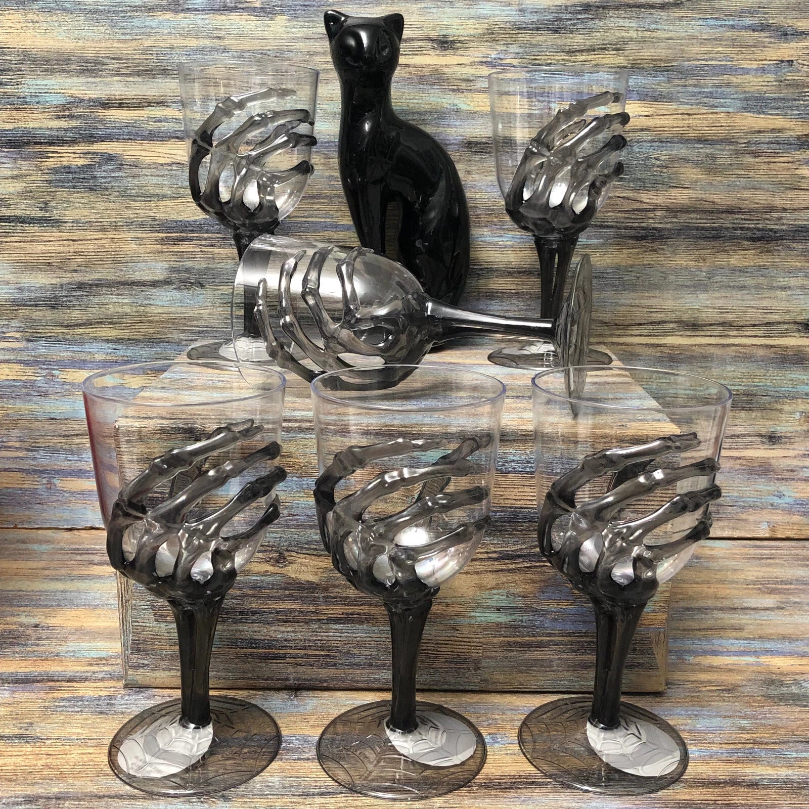 Spooky Skeleton Hand Goblets Plastic Halloween Wine Glasses 11.8oz Gothic Choose | eBay