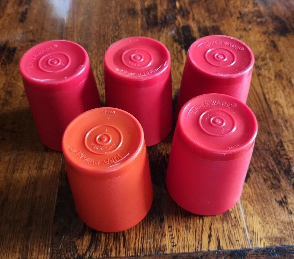 5 Vintage Tupperware 1251 Kids Juice Cup 6oz Tumbler Red Orange 3 1/4" | eBay
