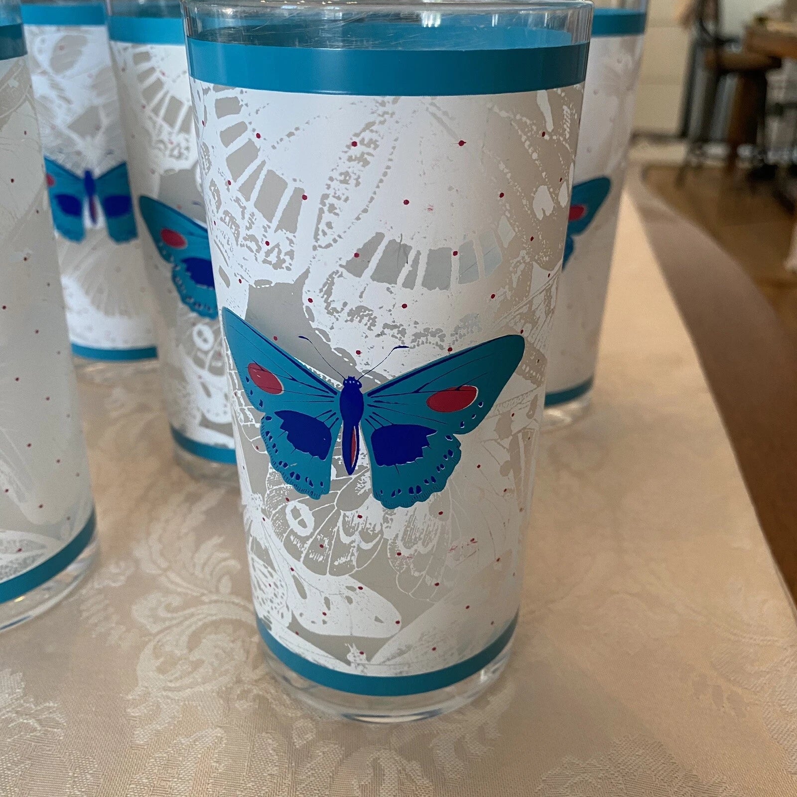 MCM Stotter Company Plastic Tumblers Cups Set of 6 Moth Butterflies Retro 1970s | eBay