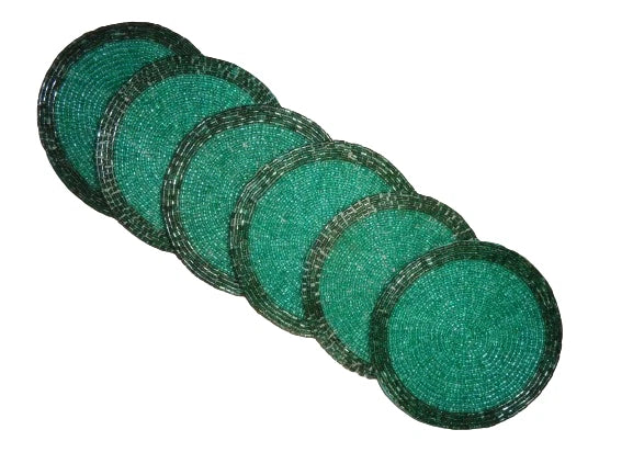 Set of 6 green crafted coasters Matte Finish drink coaster hand beaded coasters | eBay