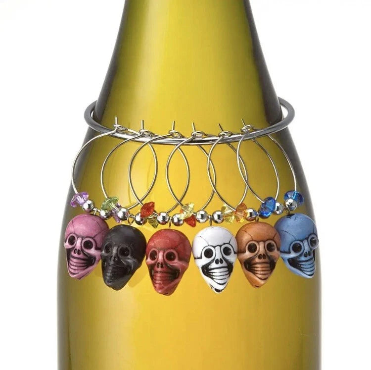 Prodyne Skull Wine Glass Stemware Charms / Drink Markers - Set of 6 NEW | eBay