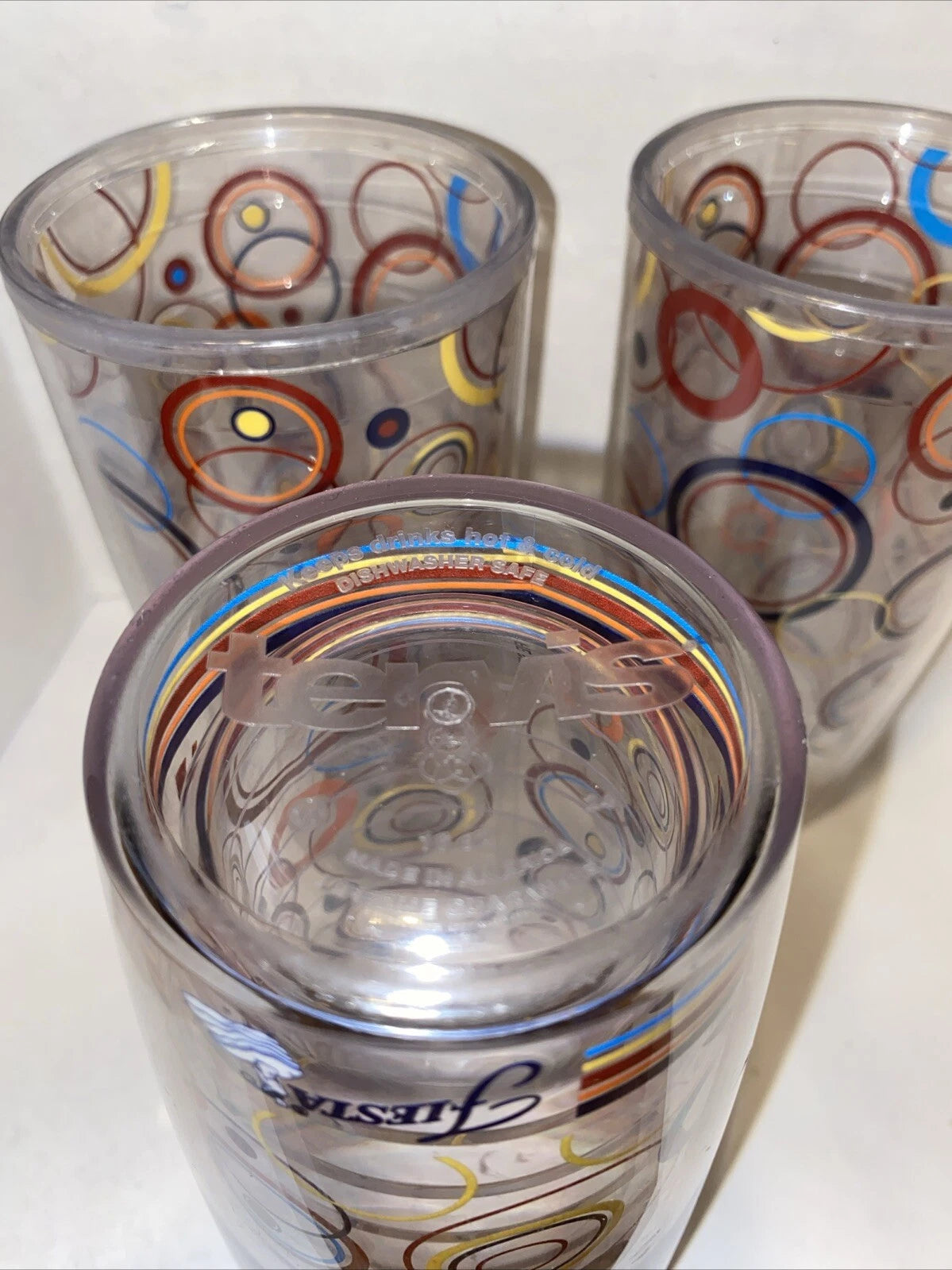 3x Fiesta Fiestaware Tervis 16oz Tumbler Cup Circles Dot Dancing Lady Logo | eBay