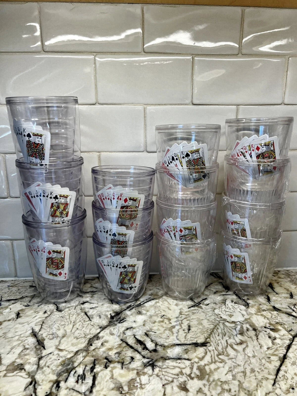 6 VTG NEW Insulated Clear Acrylic Bar Tumblers Interpur Poker Cards Hong Kong | eBay