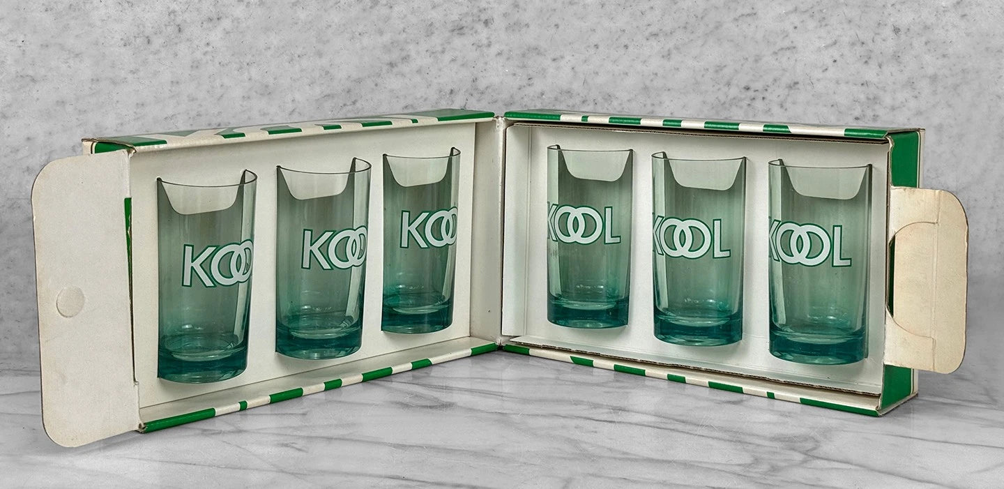 Vintage Kool Cigarettes Menthol Green Serving Tumler Glasses w/ Box - Set of 6 | eBay