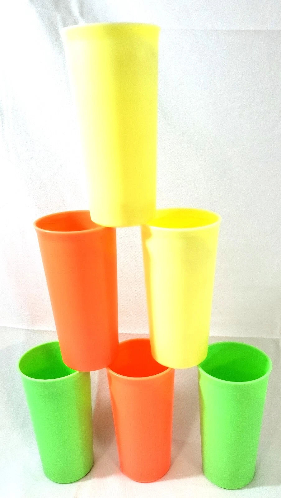 Lot 6 Vintage Tupperware #116 Neon Yellow Green Orange Juice Kids Tumblers Cups | eBay