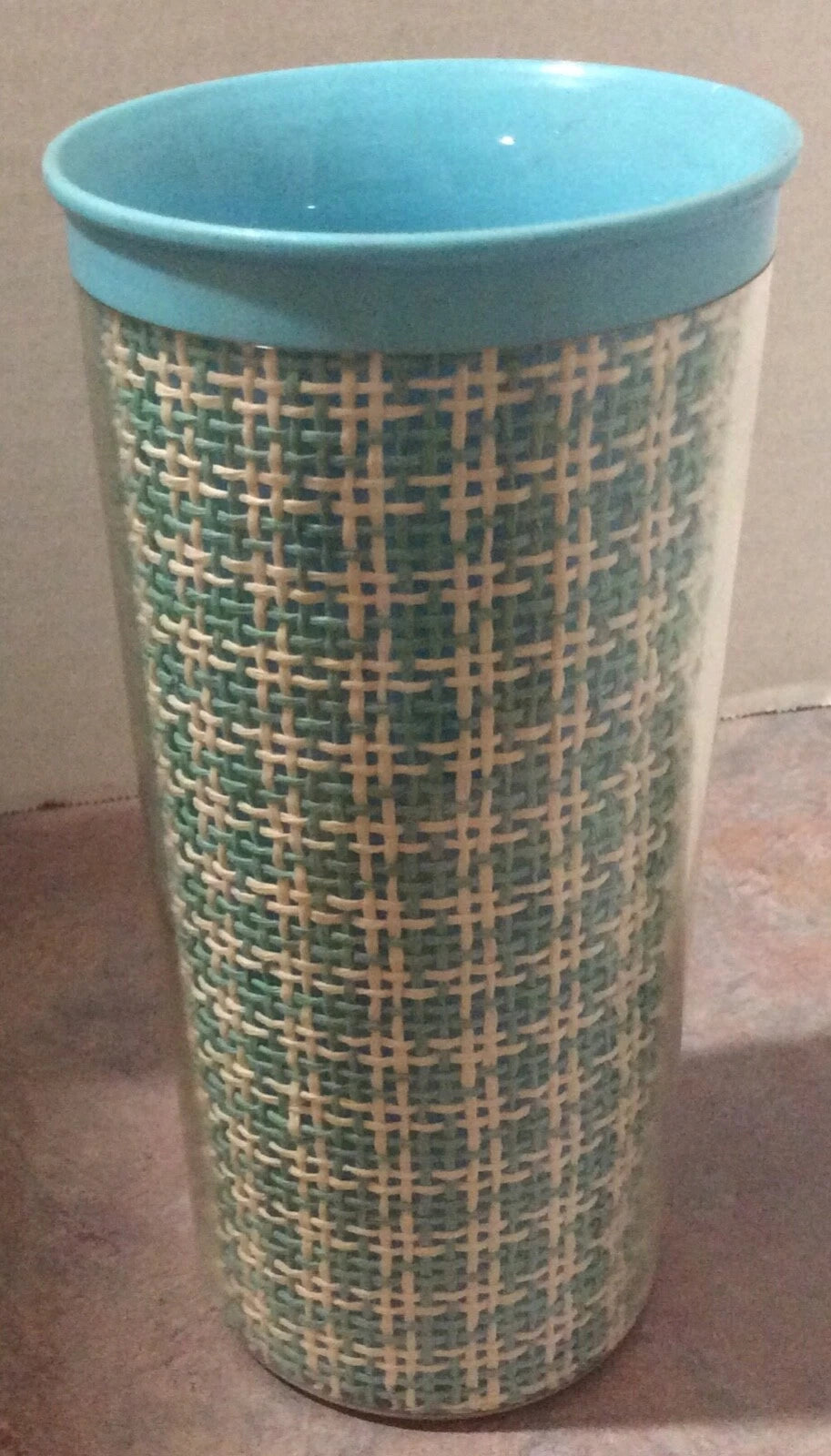 Vintage Turquoise & White 60’s Raffia ? Melmac Insulated Tumblers - Set Of 6 | eBay