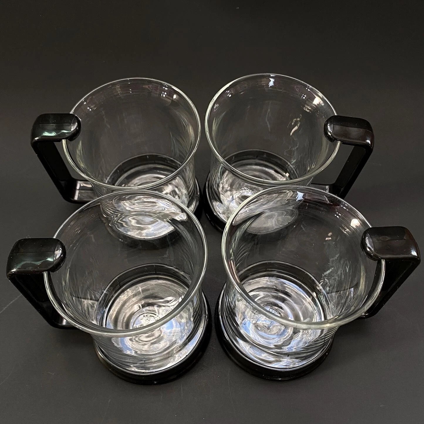 Vintage Bodum Bistro Mugs - Set of 4 Glass Beaker w Black Plastic Handles | eBay