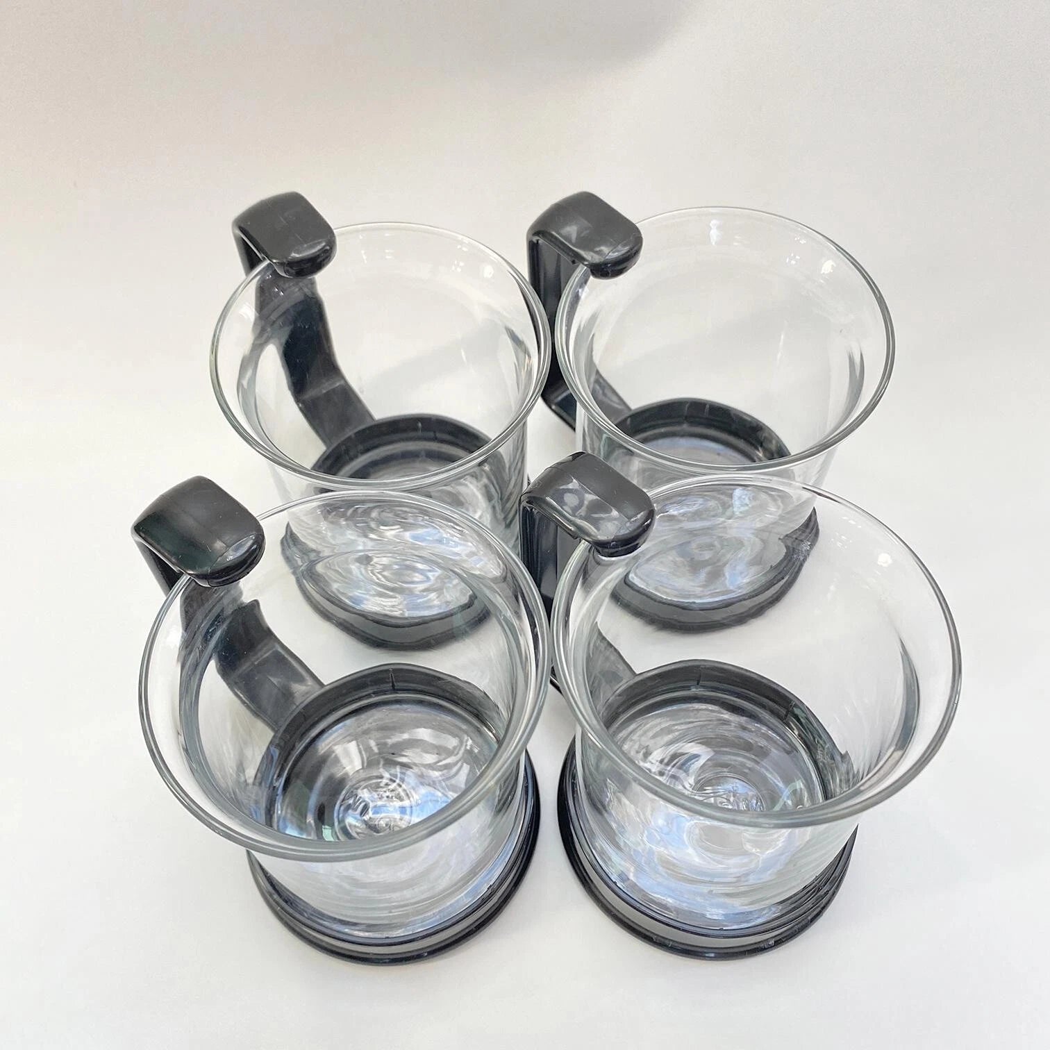 Vintage Bodum Bistro Mugs - Set of 4 Glass Beaker w Black Plastic Handles | eBay