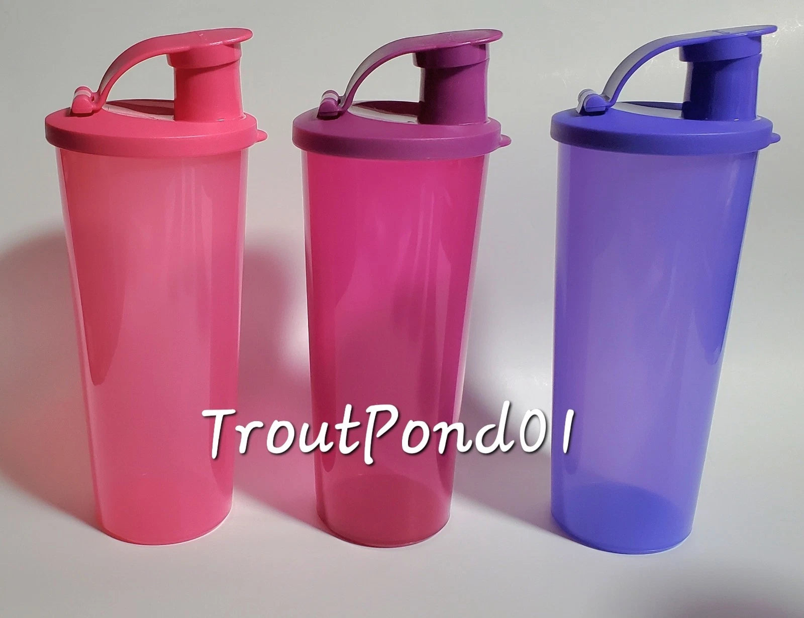 Tupperware Tumblers 16 oz Tumbler Set 3 Flip Top Seals Lids Purple and Pink New | eBay