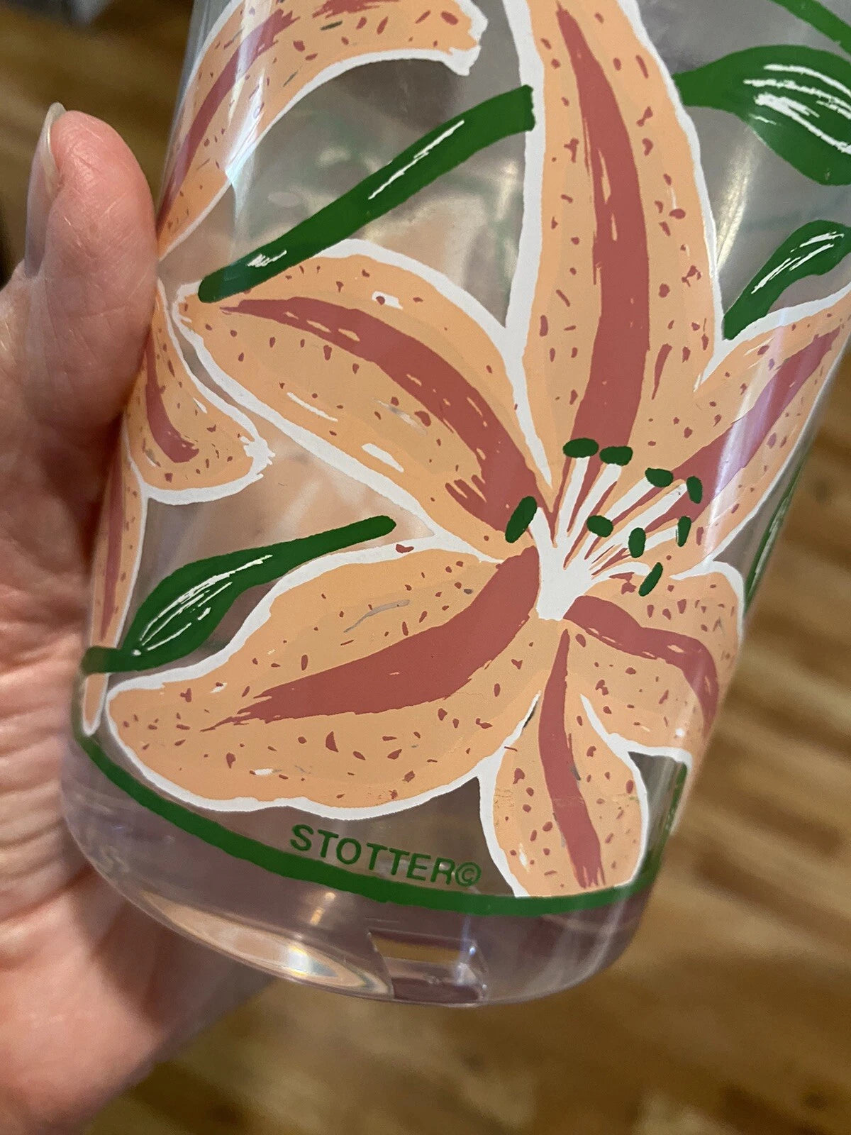 Vintage MRB Pink Tiger Lily Acrylic Tumbler Set of 6 Cups HJ Stotter NY USA | eBay