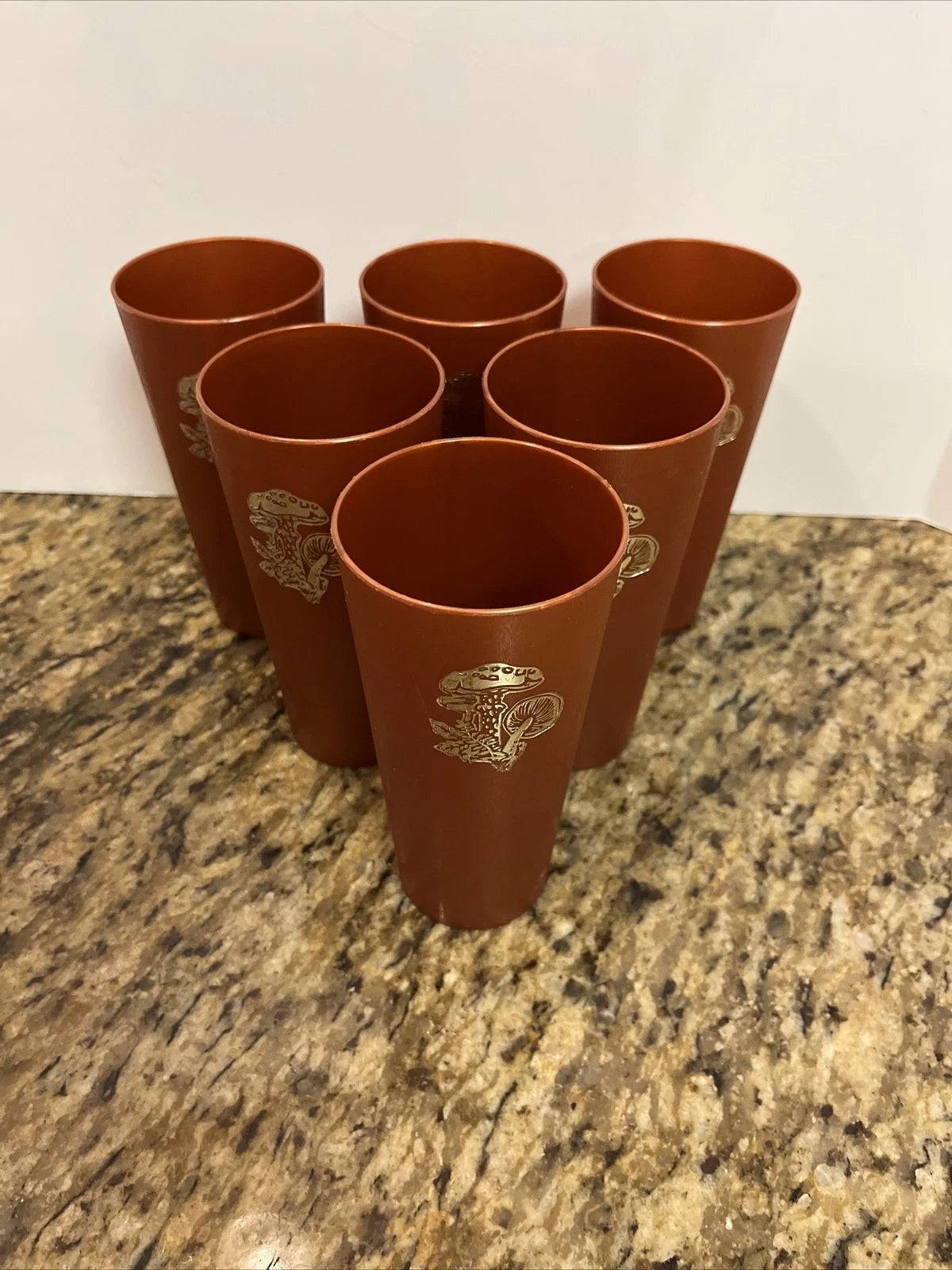 6 Vintage Nasco Silver Mushrooms on Copper Plastic Drinking Cups Tumblers 1970s | eBay