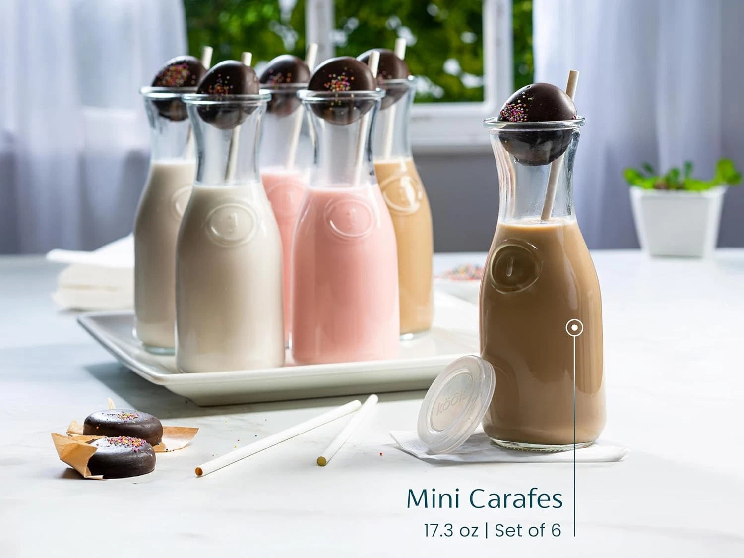 Carafe Pitchers, by Kook, Mini Carafes- set of 6, Beverage Dispensers | eBay