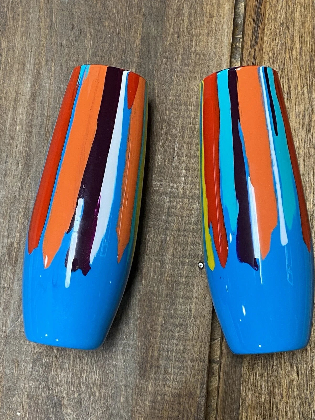 Handpainted Wine Glasses Stemless Resin Party Gift Narrow 6" Blue | eBay