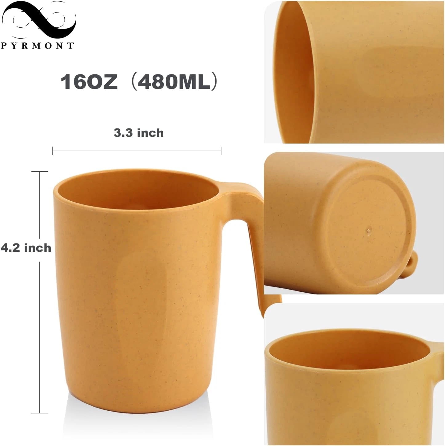 Wheat Straw Cups-Mug Set of 6,Unbreakable Kids Mugs,Reusable Plastic Cup with Ha | eBay