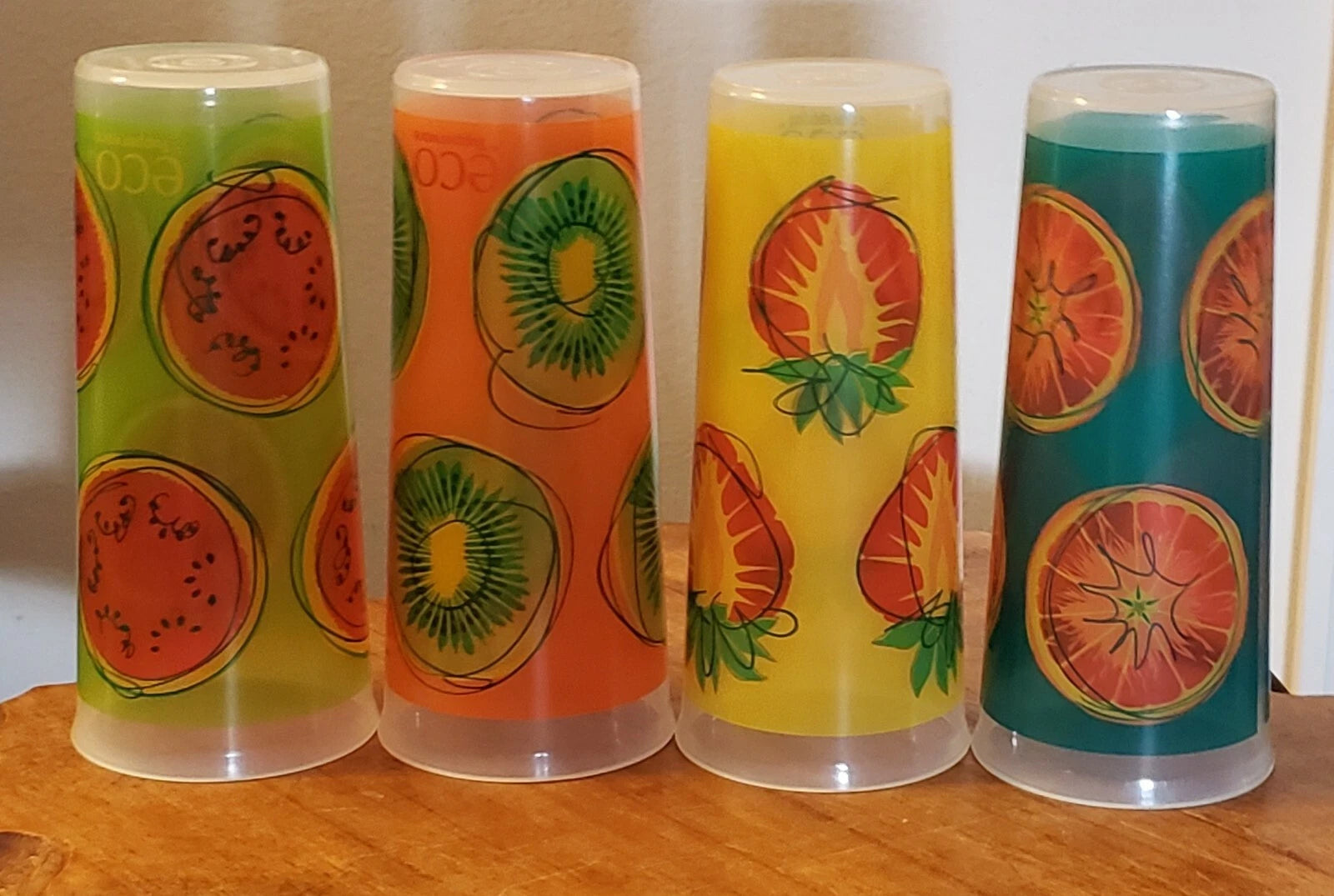 Vintage Tupperware Fruit 16 oz Tumbler Glasses Kiwi Strawberry Watermelon Orange | eBay