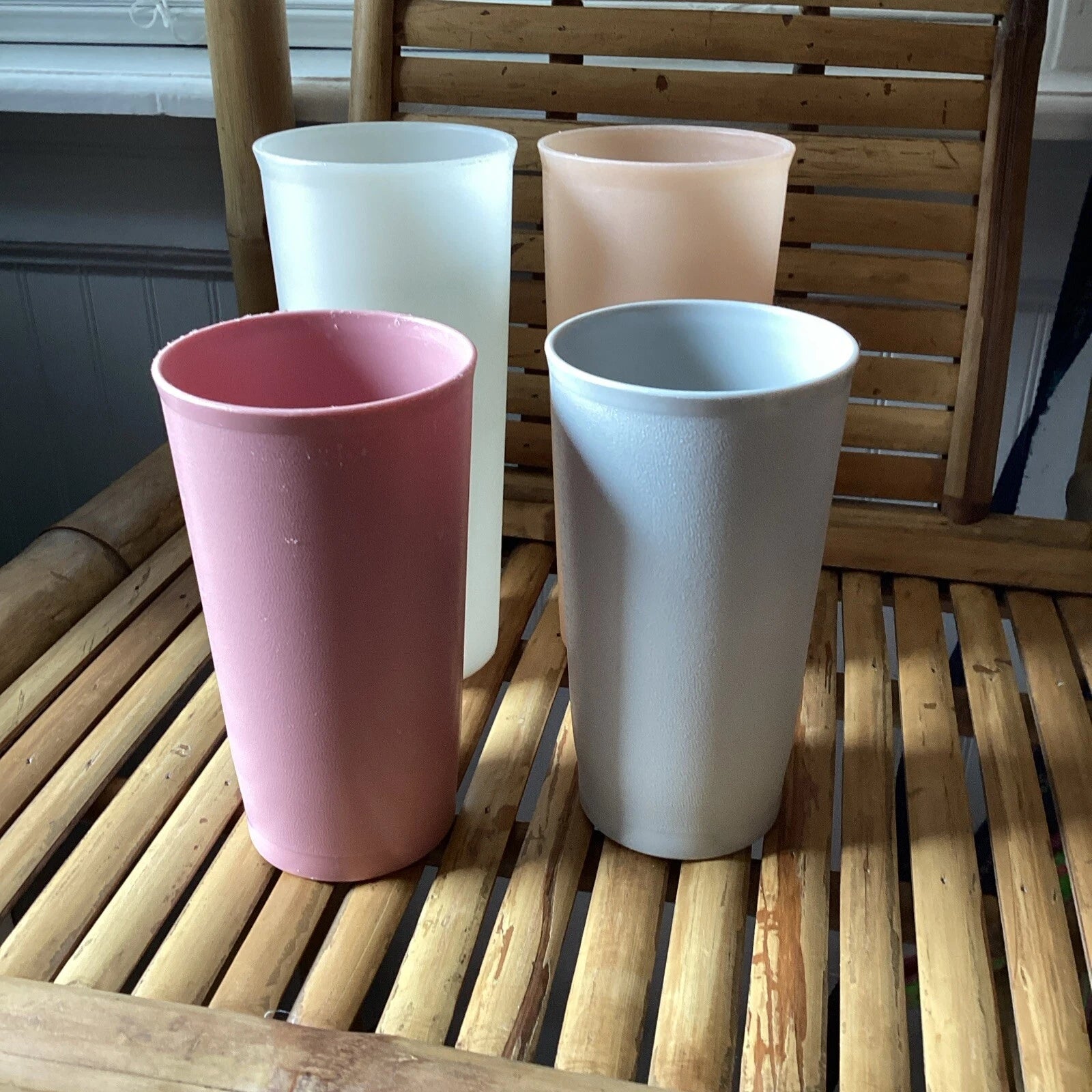Vintage TUPPERWARE Tumbler Cups 107 Pastel Colors 16oz & 12oz USA Set of 4 | eBay