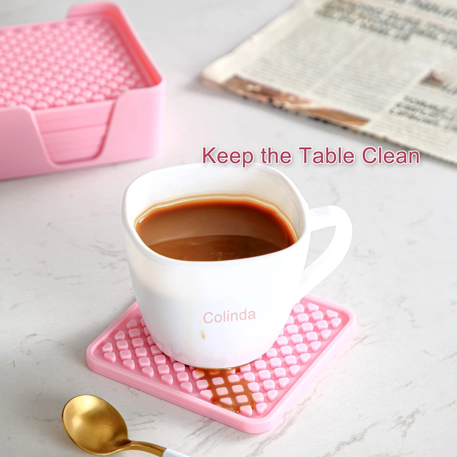 Colinda Silicone Drink Coasters with Holder, Set of 6, for Tabletop Protectio... | eBay