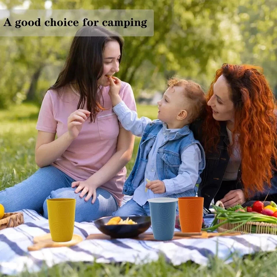 PYRMONT Wheat Straw Cups with Lid,Plastic set 16 OZ With Lid, Colorful | eBay