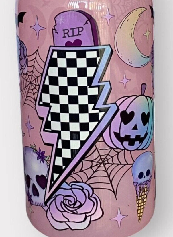 Pink/Purple Halloween 16oz Opaque Jelly Acrylic Can Tumbler w/ Plastic Lid Straw | eBay