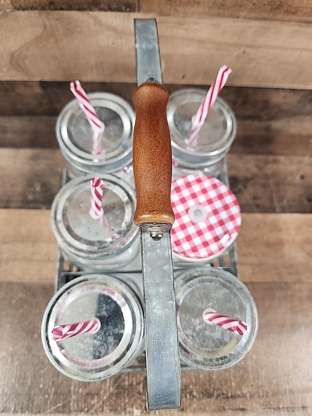 1924 Better Homes & Gardens 6 Ball Mason Jars, Lids, Straws, Galvanized Caddy | eBay