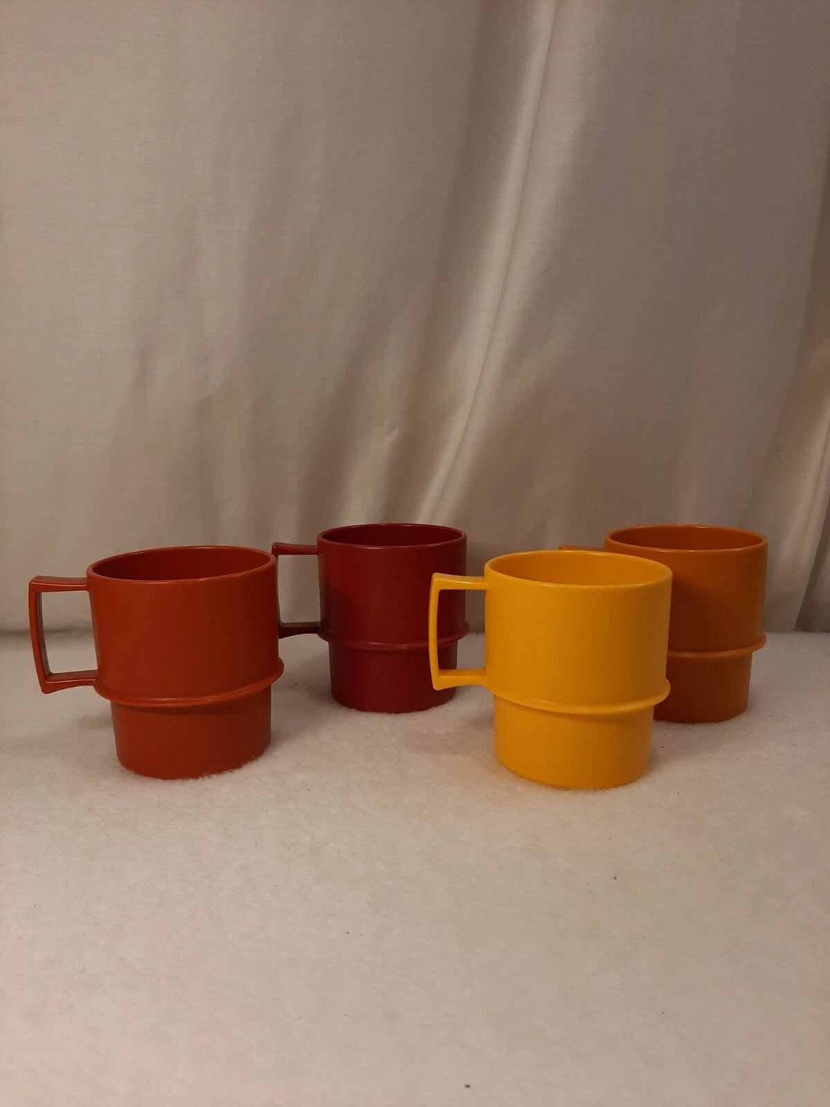 Tupperware Stackable Coffee Mug Cups 1312 Harvest Color Set Of 4 Vintage No Lids | eBay