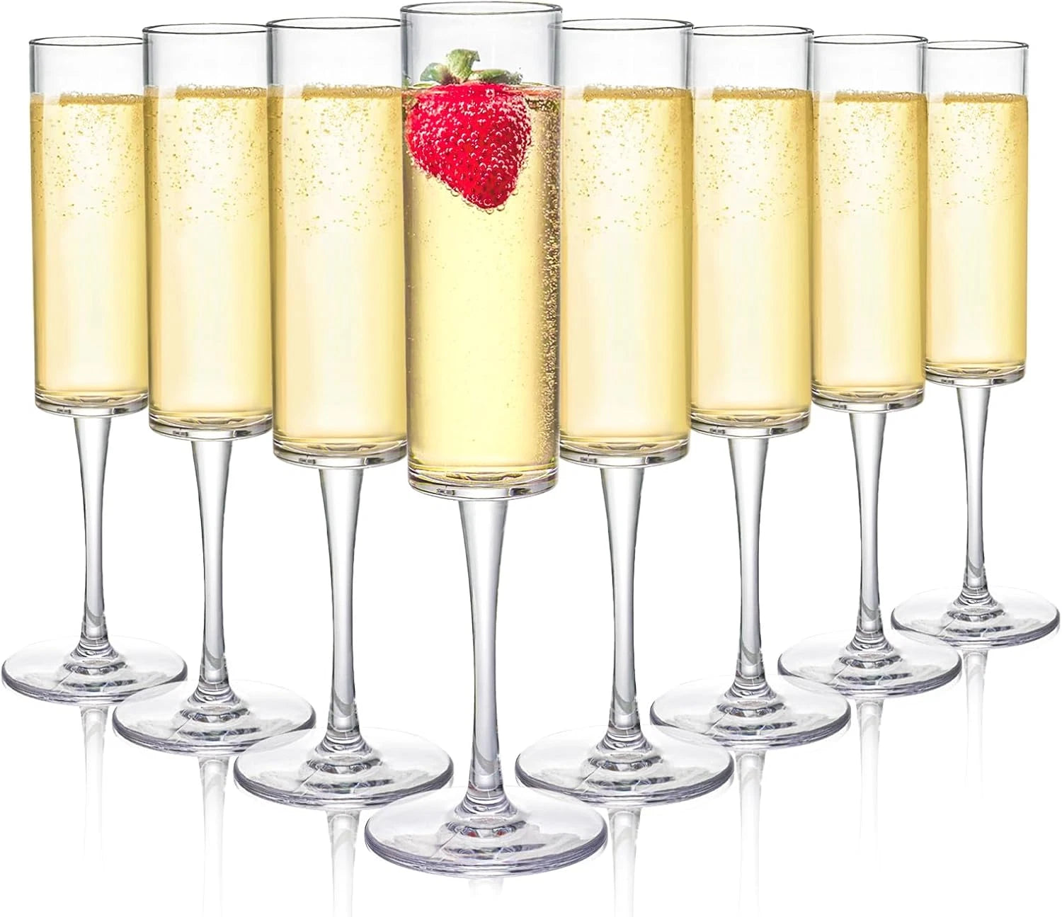 Set of 8 Acrylic Champagne Flutes, 6 Oz Unbreakable Champagne Glasses Reusable C | eBay