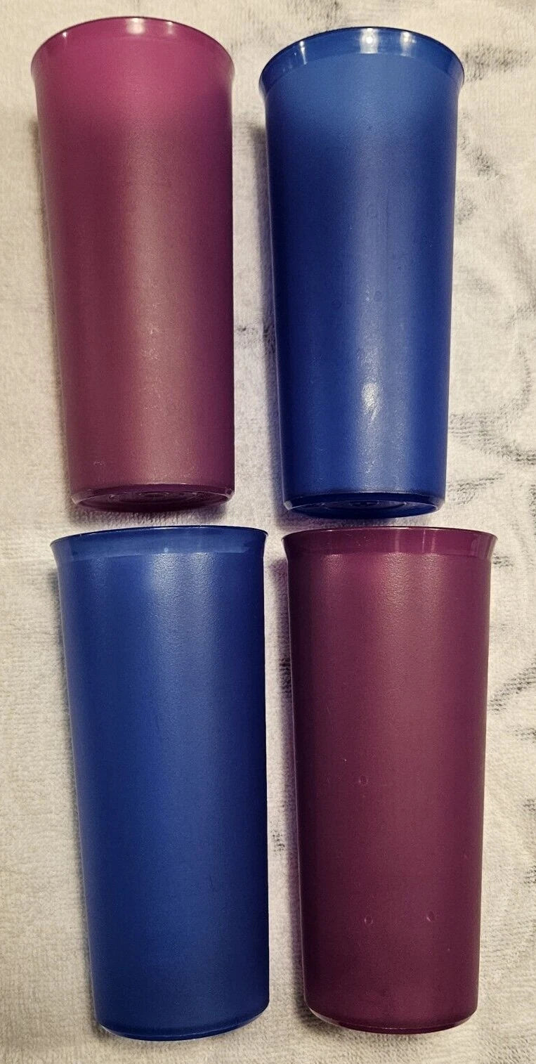 Tupperware 115 Stackable Jewel Tone Blue- Raspberry Tumblers 12oz Cups Lot of 4 | eBay