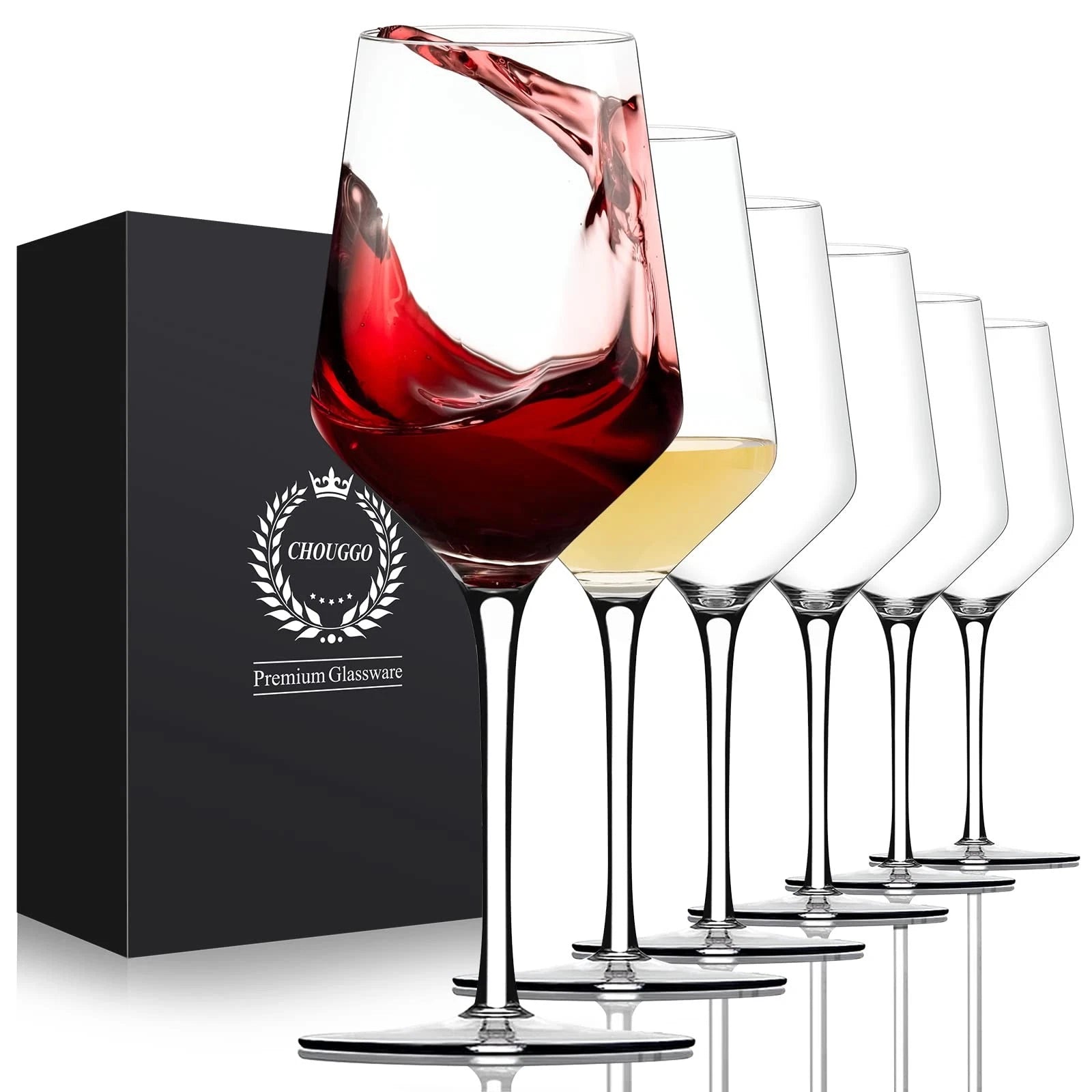 Wine Glasses Set of 6, Hand Blown Crystal Red Wine or White Wine Glass - 15Oz... | eBay