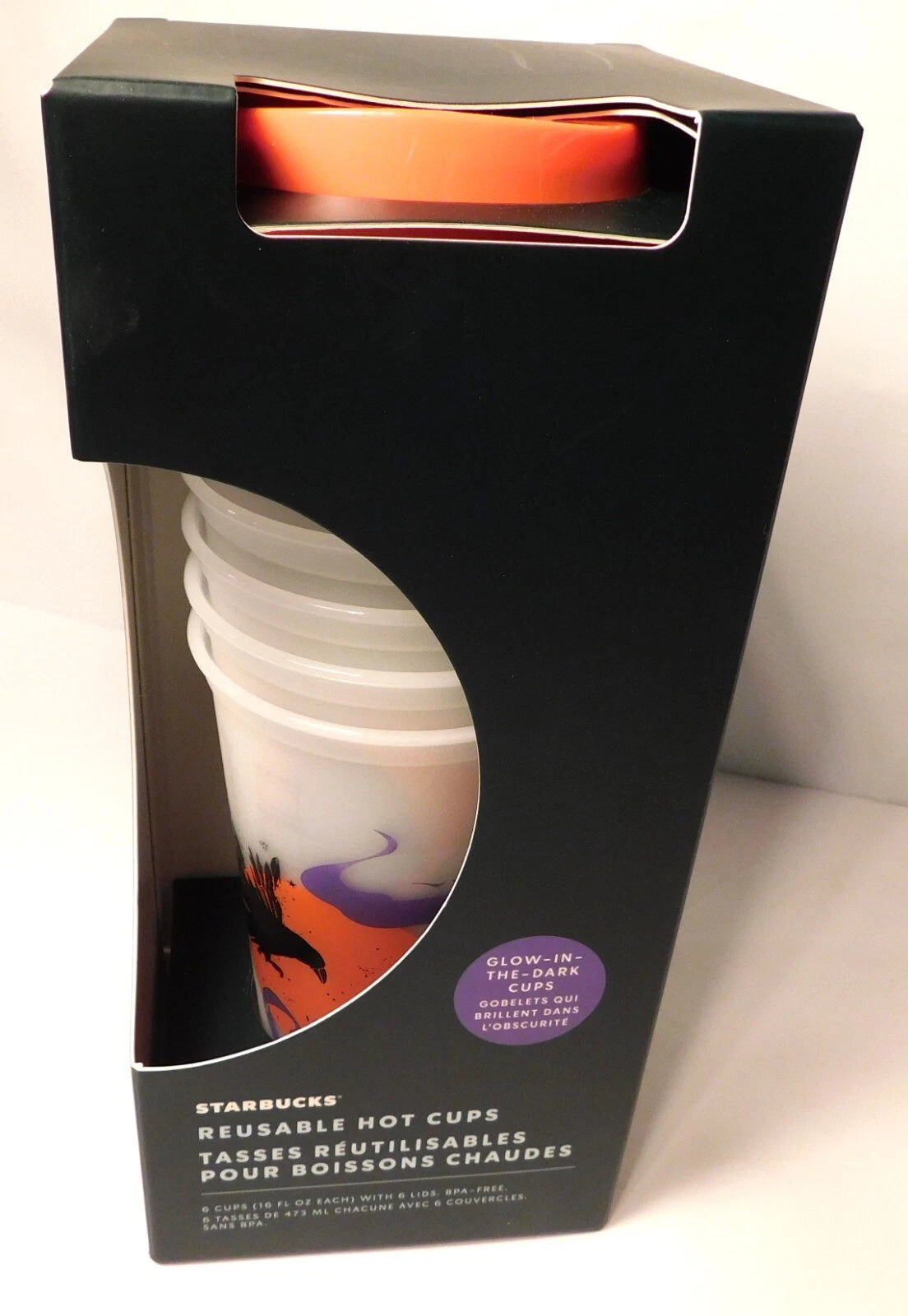 Starbucks Halloween 2022 Set Of 6 Reusable Glow In The Dark Hot Cups Limited NEW | eBay