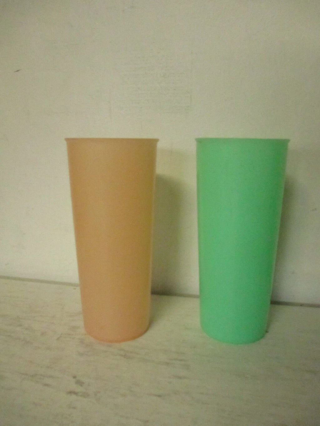 Set of 2 Vintage Pastel Tupperware Glasses Tumblers "G" Peach Green 6 1/2 inch | eBay