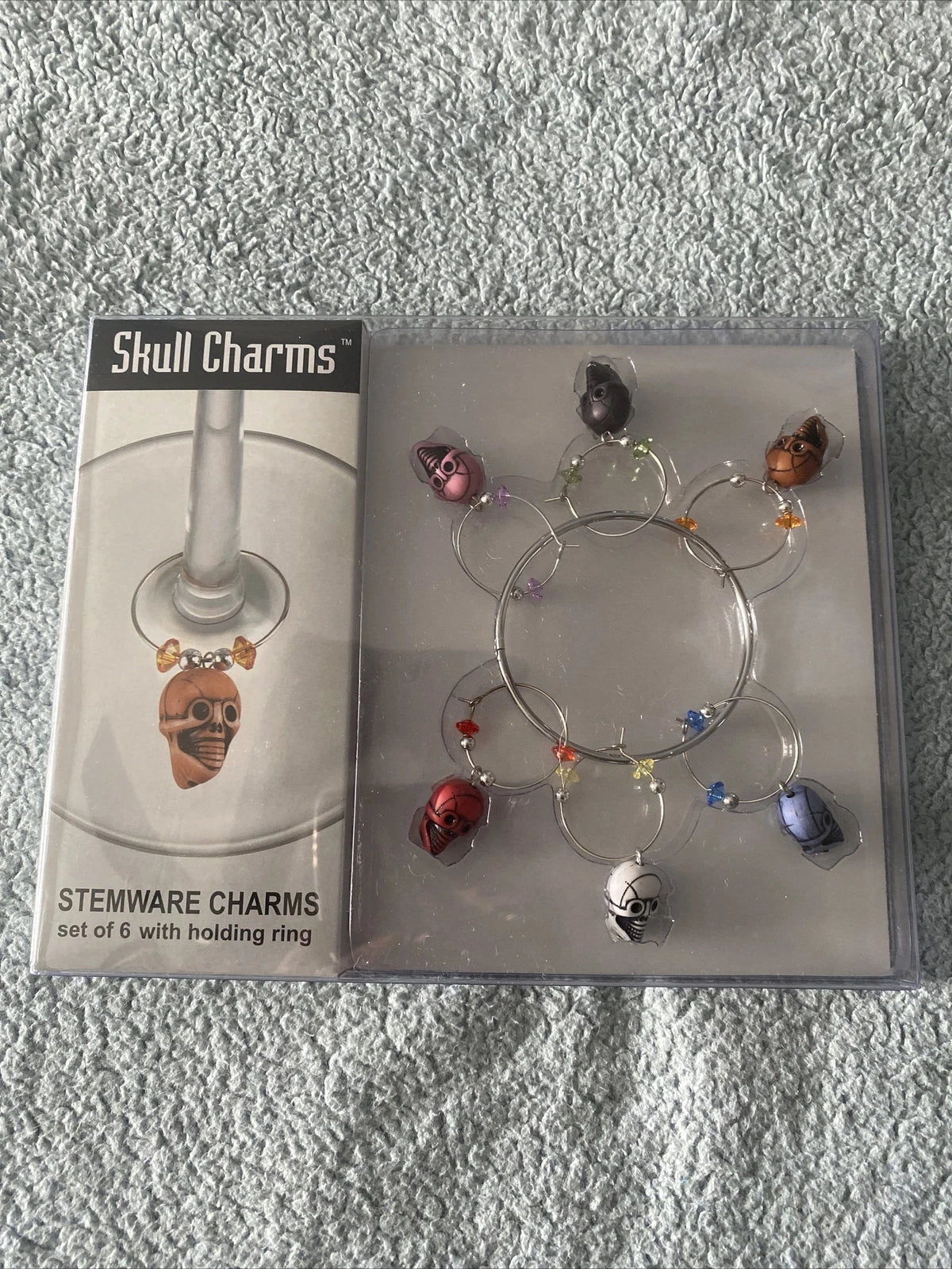 Prodyne Skull Wine Glass Stemware Charms / Drink Markers - Set of 6 NEW | eBay