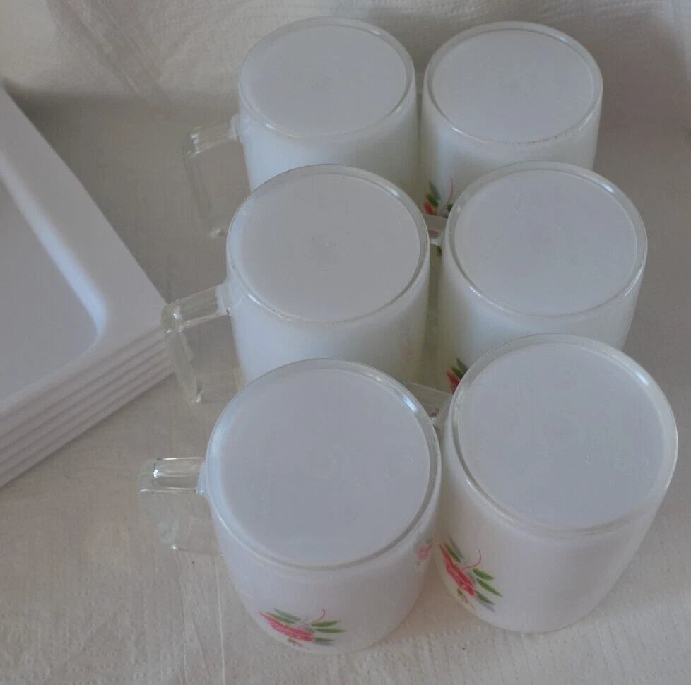 Rose MCM Snack Trays & Cups Plastic Lot of 6 Set MCM Vintage Reusable Grannycore | eBay