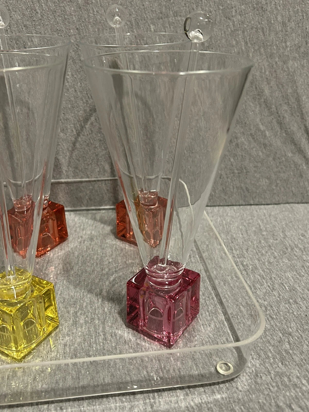 Vintage Coral Isle Set Of 6 Acrylic Glasses With Tray & Swizzle Stix Colorful | eBay