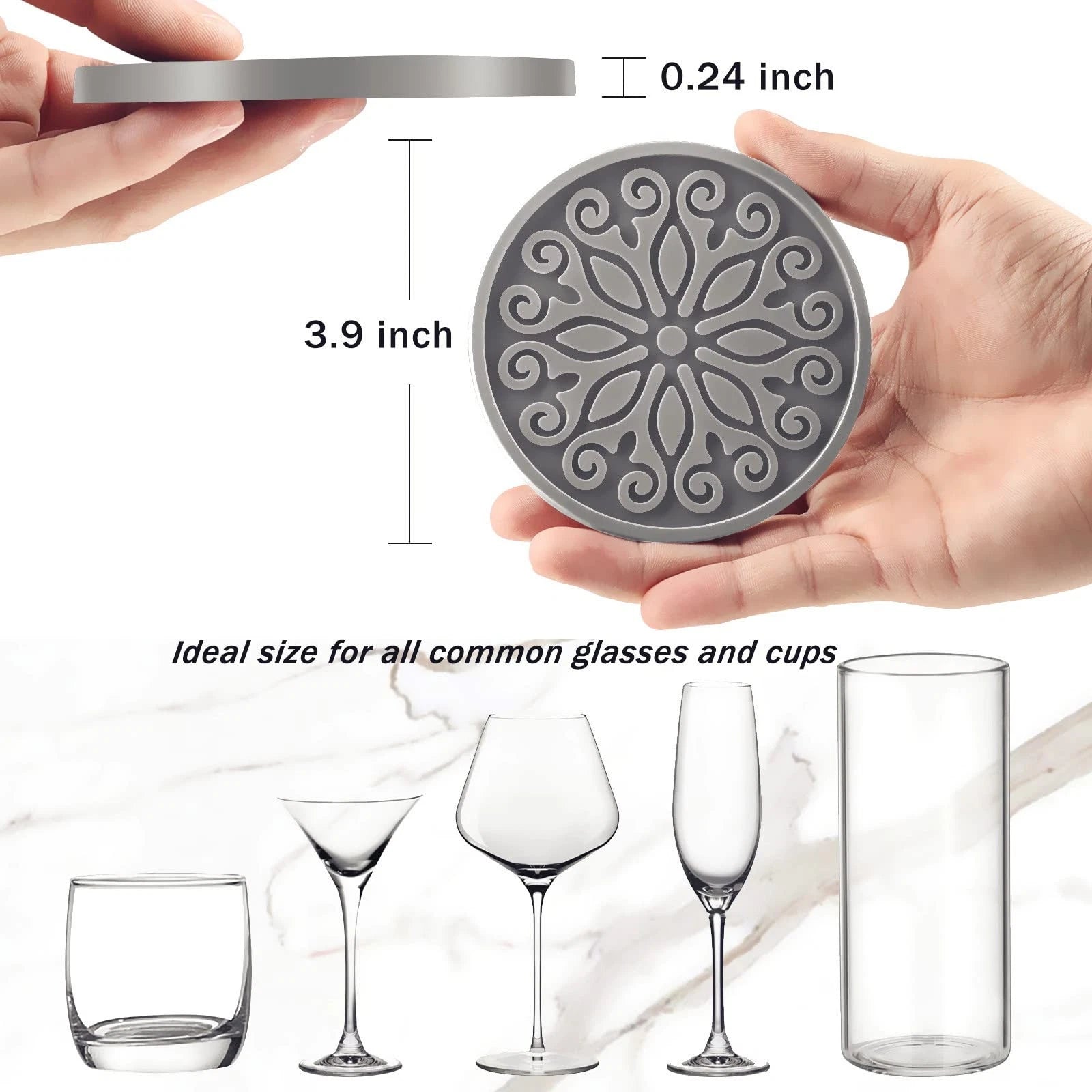 Coasters for Drinks,Resistant Reusable Silicone Coasters with Holder Set of 6... | eBay