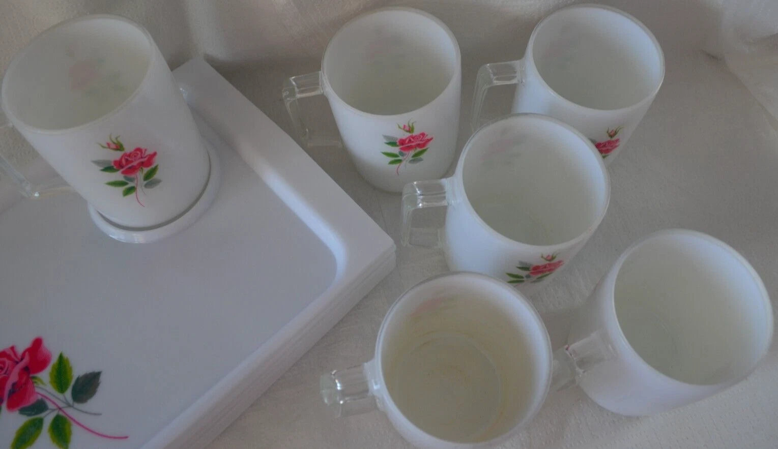 Rose MCM Snack Trays & Cups Plastic Lot of 6 Set MCM Vintage Reusable Grannycore | eBay