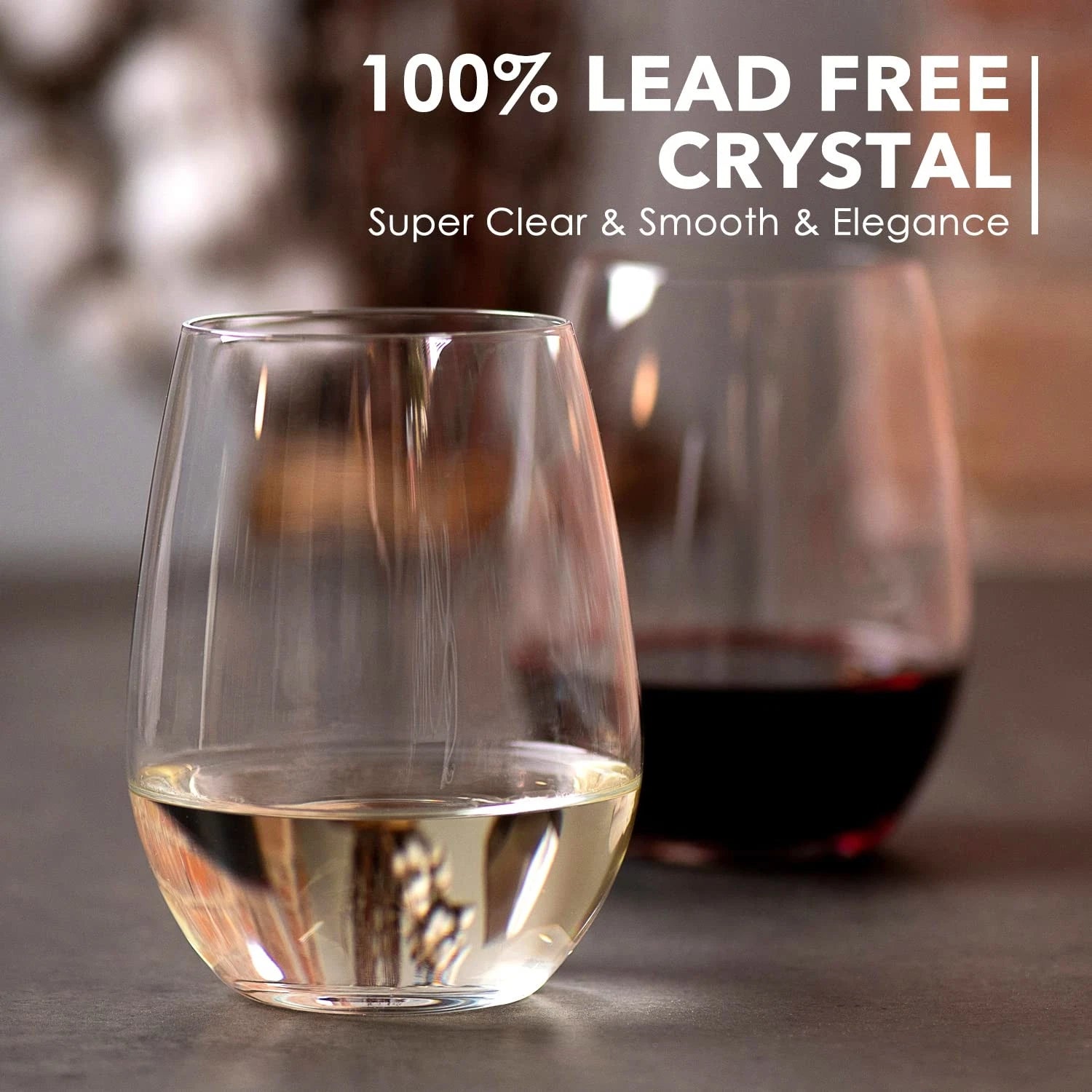 Stemless Wine Glasses Set of 6, Hand Blown Premium Crystal Red Wine or White ... | eBay