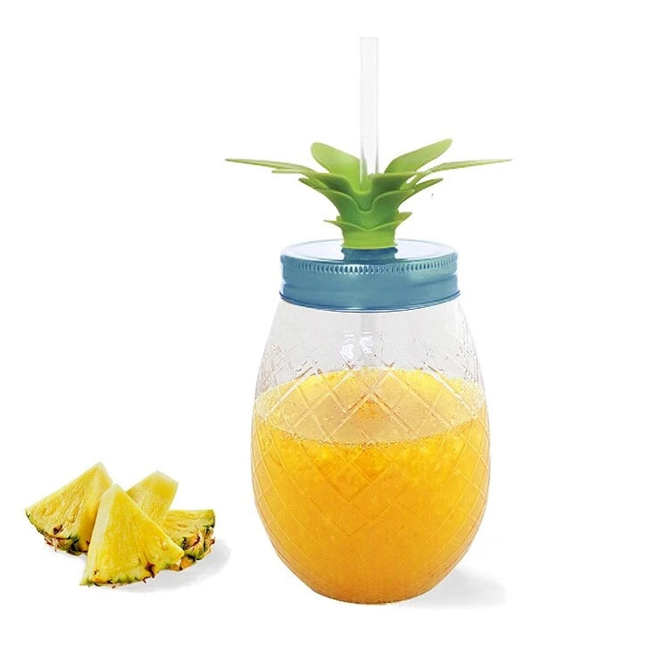 Set of 2 (1pc Green + 1pc Pink) Acrylic Pineapple mason jar tumblers with straw | eBay