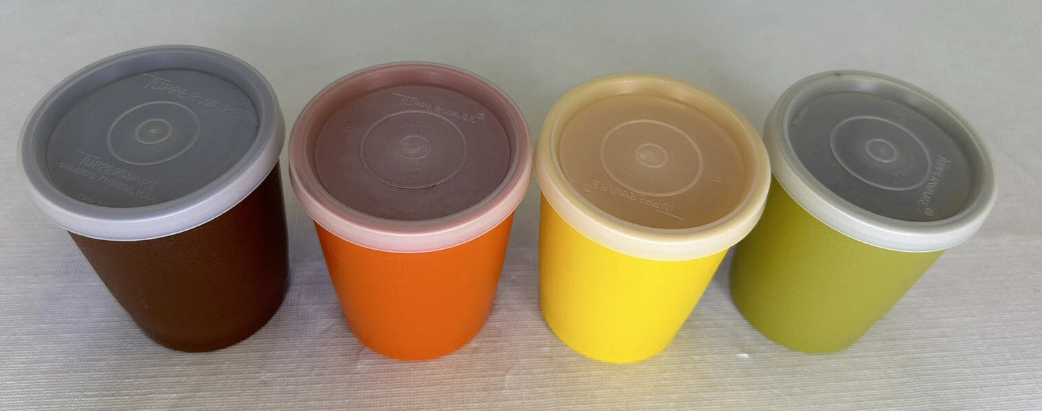 Vintage 4 TUPPERWARE 6 oz Juice Tumblers 1251 Harvest Colors Cups & Lids | eBay