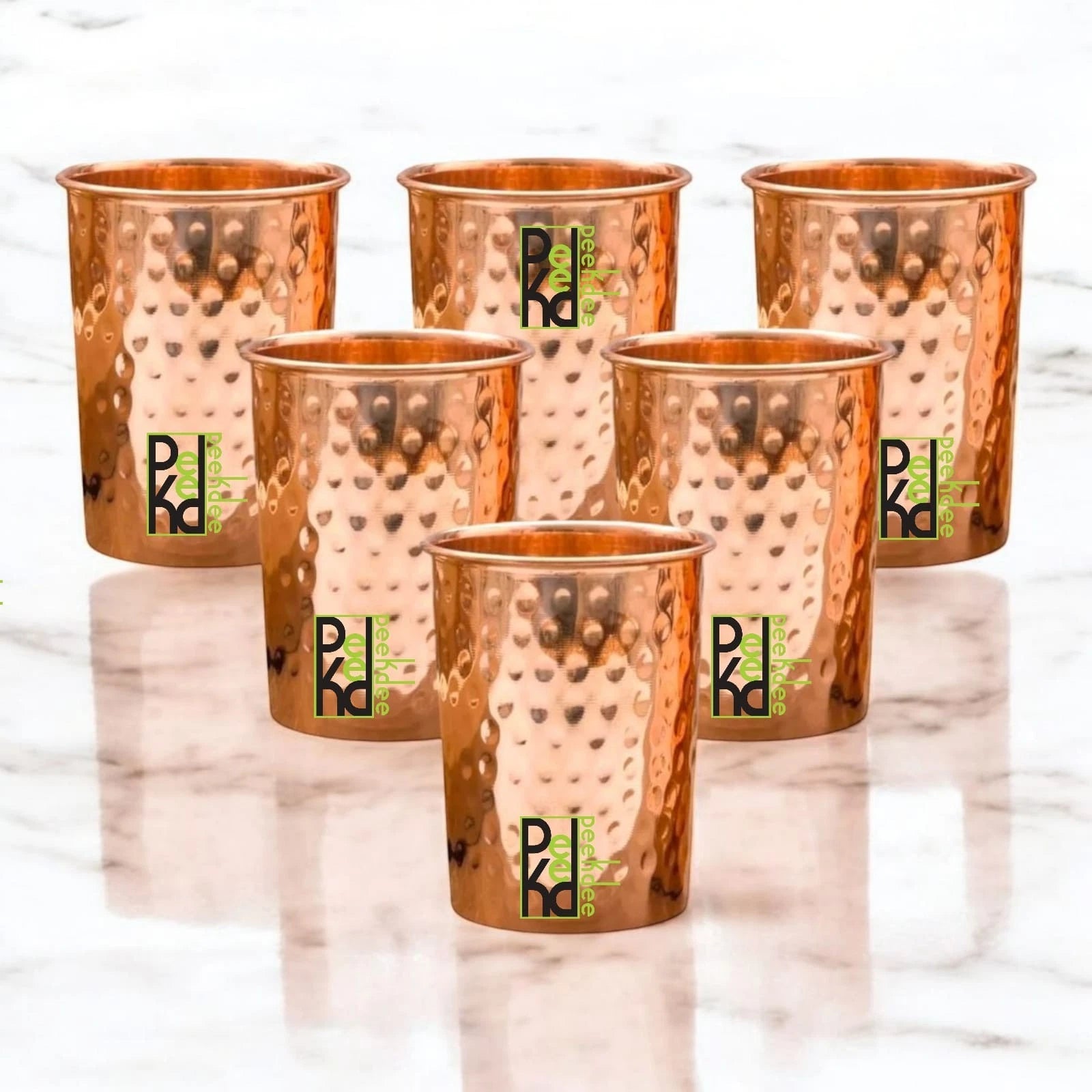 Pure Copper Hammered Tumbler 300ML Ayurvedic Drinking Glass For Water Set Of 6 | eBay