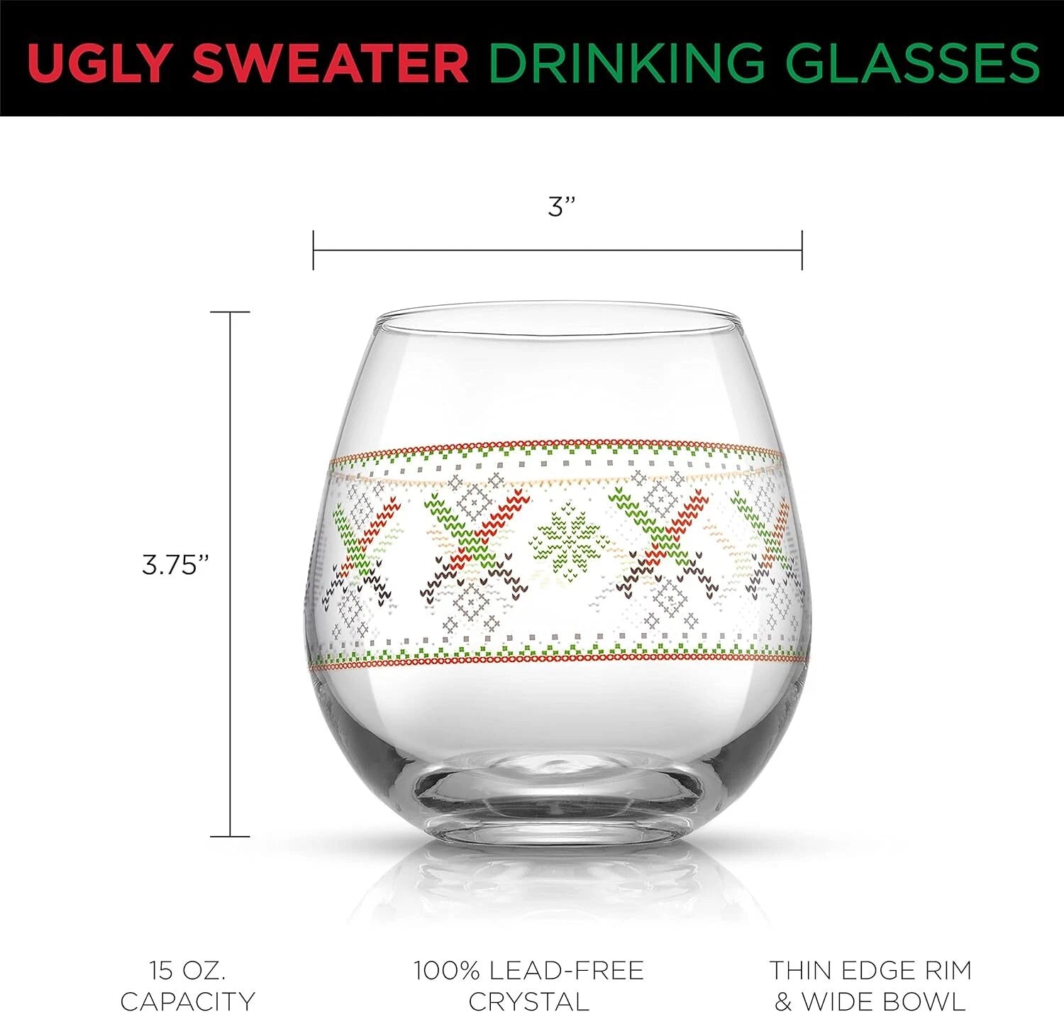 Spirits Stemless Wine Glasses for Red or White Wine (Set of 4)-15-Ounces | eBay